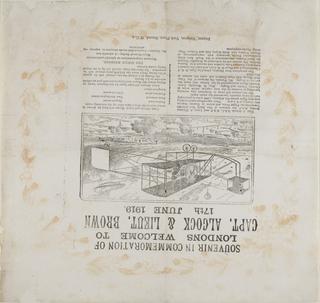 Souvenir serviette commemorating the Alcock and Brown transatlantic flight