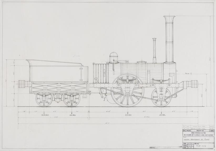 Drawing of general arrangement of Planet locomotive