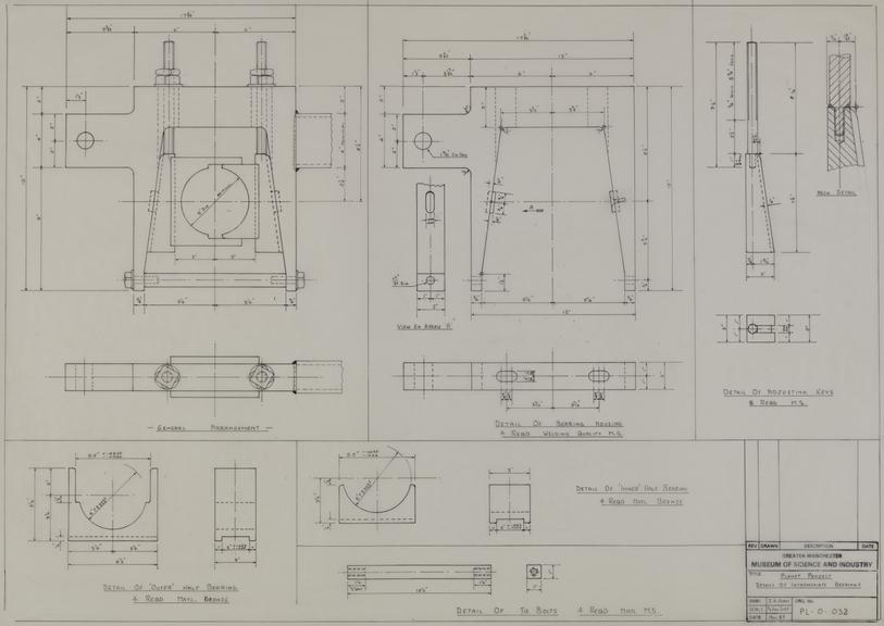 Drawing of details of intermediate bearings, Planet locomotive