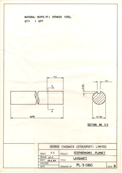 Drawing of layshaft for Planet locomotive