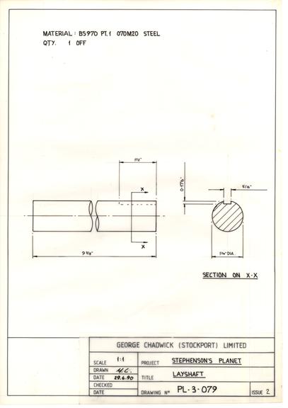 Drawing of layshaft, Planet locomotive