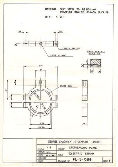 Drawing of eccentric strap, Planet locomotive