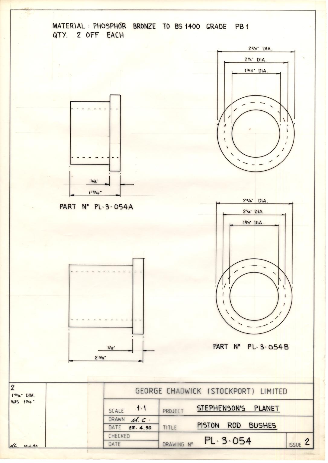 Drawing of piston rod bushes | Science Museum Group Collection