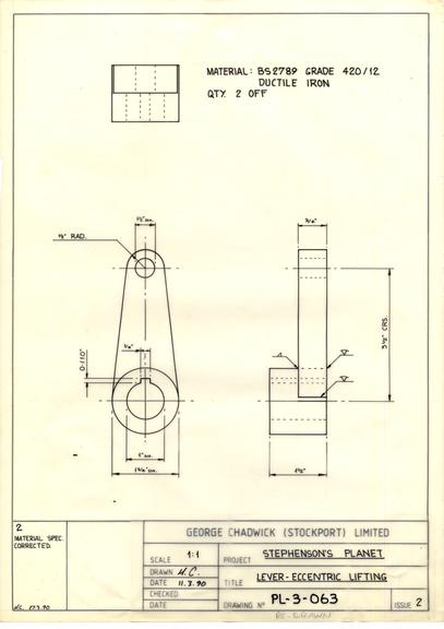 Drawing of lever-eccentric lifting, Planet locomotive