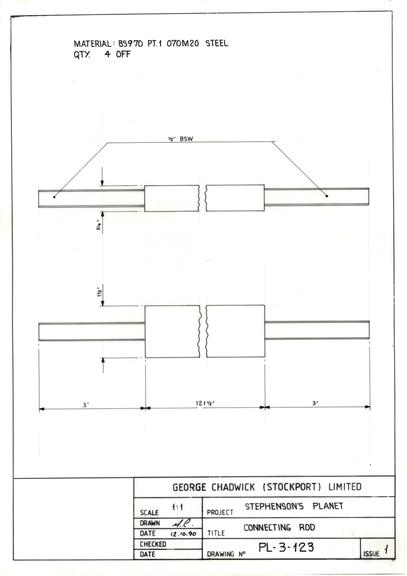 Drawing of connecting rod, Planet locomotive