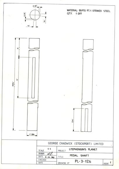 Drawing of pedal shaft, Planet locomotive