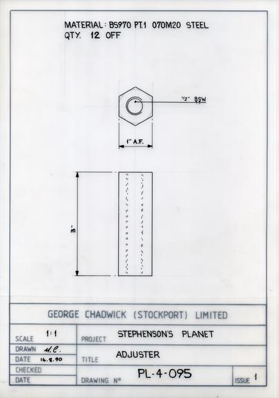 Drawing of adjuster, Planet locomotive