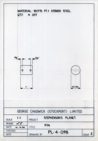 Drawing of a pin, Planet locomotive