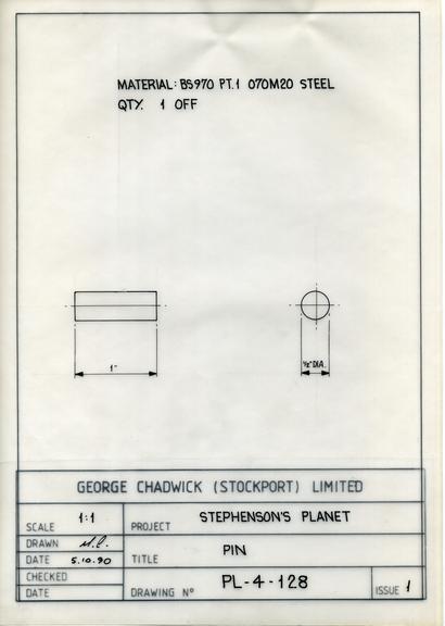 Drawing of pin, Planet locomotive