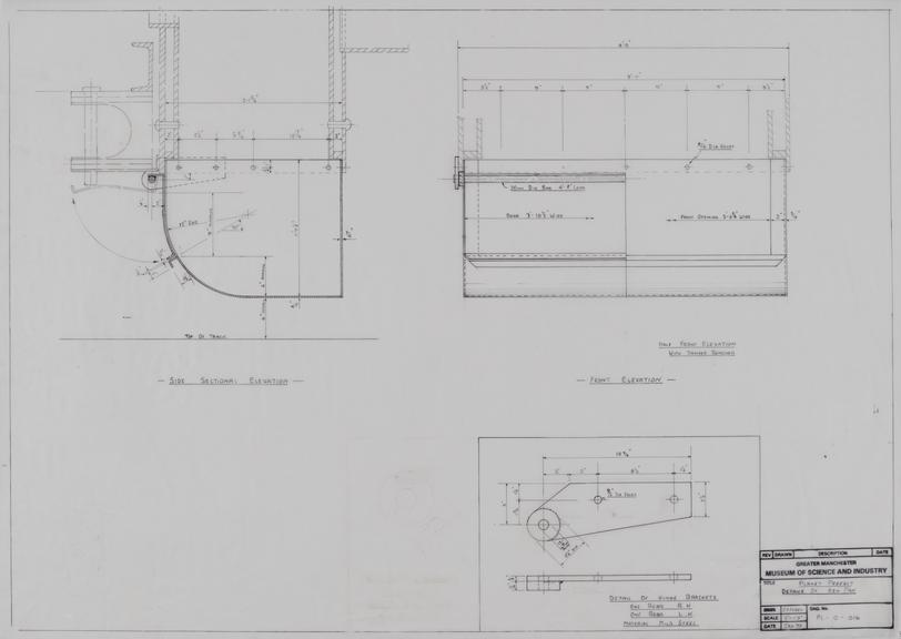 Drawing of details of ash pan, Planet locomotive