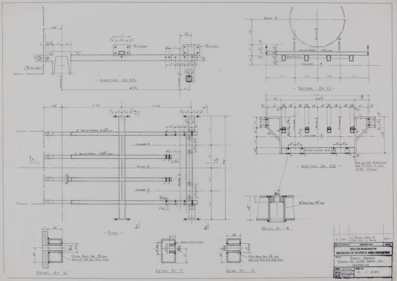 Drawing of details of inner frame, Planet locomotive