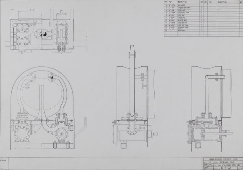 Drawing of assembly of cylinder and steam chest