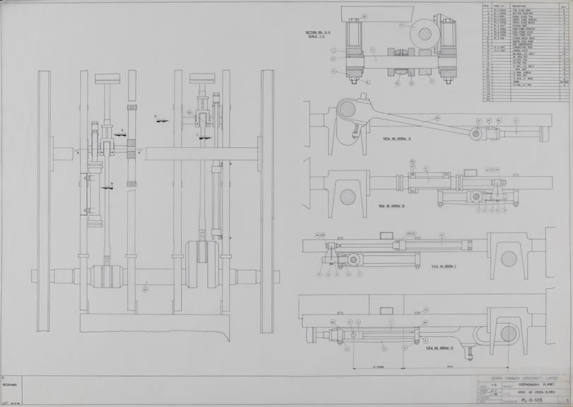 Drawing of assembly of cross-slides, Planet locomotive