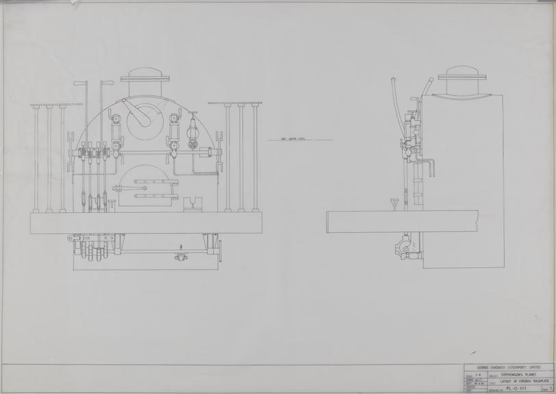 Drawing of layout of firebox backplate