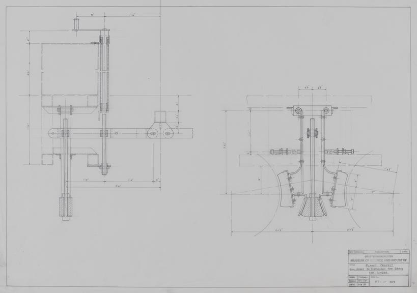 General arrangement drawing of Stephenson-type brake for tender