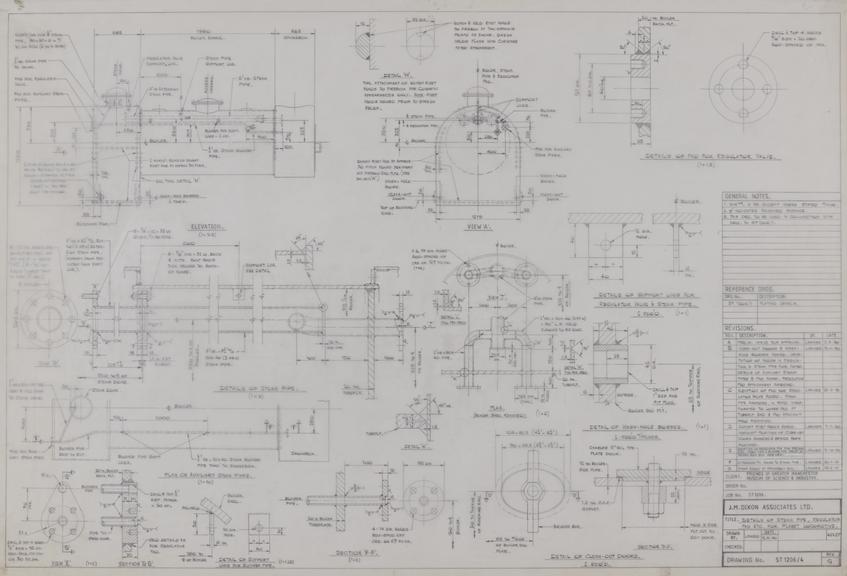 Drawing of details of steam pipe, regulator pad etc