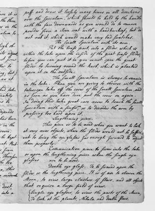 Pamphlet by William Herschel;instructions for the use of his Newtonian reflecting telescope