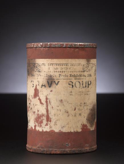 Empty tin of gravy soup from Boer War emergency ration pack