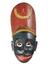 Painted face mask representing black character in Kolam play