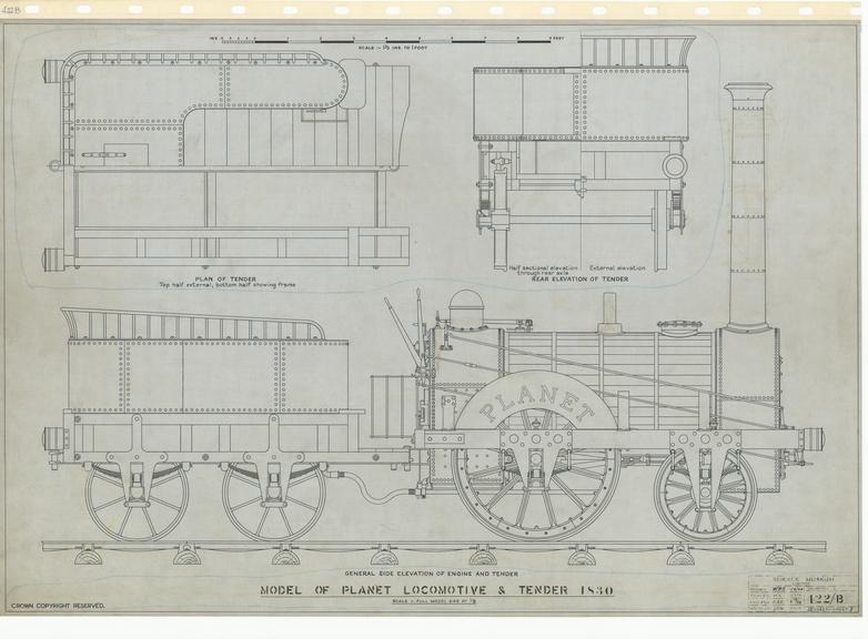 Model of Planet Locomotive and Tender 1830