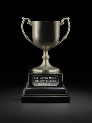 Trophy awarded to Sir Patrick Moore commemorating his 700th episode of The Sky at Night