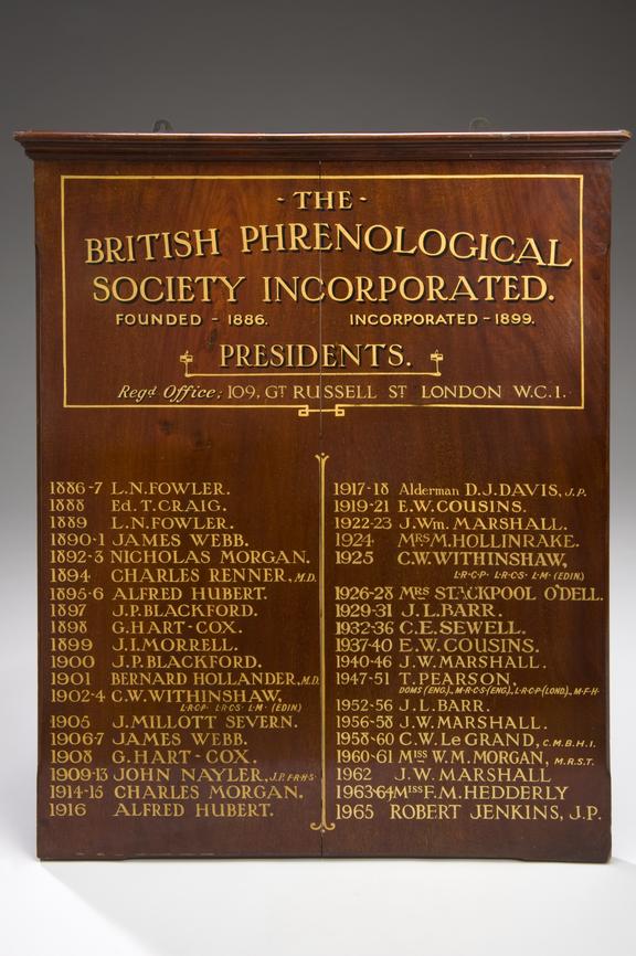 C20 gilt-painted signboard displaying presidents of the British