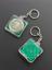 2 green plastic keyrings used to promote the use of condoms in