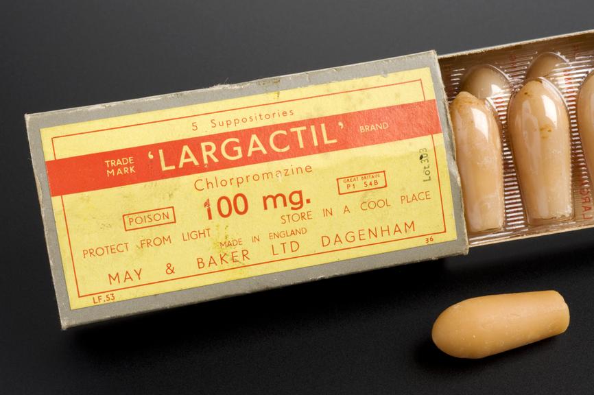 Pack of largactil suppositories, London, England, 1970-1985