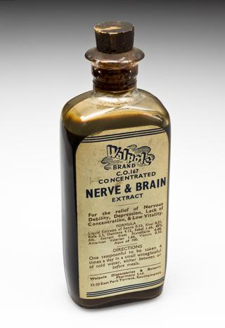 Bottle of 'Walpole' Nerve and Brain Tonic, Southampton, England, 1940-1955