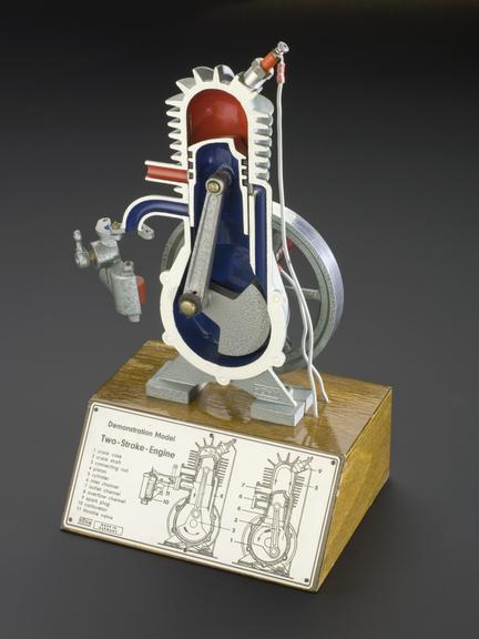 Working model of a two-stroke engine, sectioned