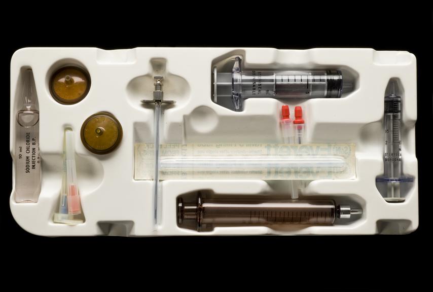 Epidural block procedure pack by Everett, England, 1977