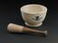 Ceramic mortar and pestle, by Mason. pottery; wood