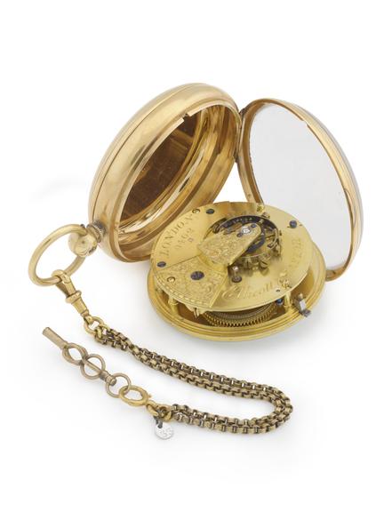 Gold watch with spring detent escapement by Ellicott and Taylor