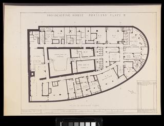 Original builder's plan 'Broadcasting House Basement Floor' for BBC Broadcasting House