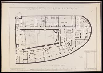 Original builder's plan 'Broadcasting House Lower Ground Floor' for BBC Broadcasting House