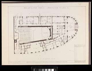 Original builder's plan 'Broadcasting House Ground Floor' for BBC Broadcasting House