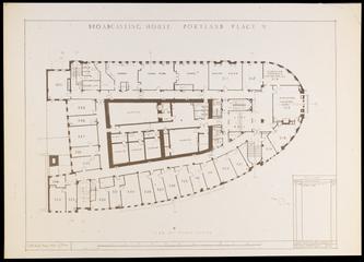 Original builder's plan 'Broadcasting House Third Floor' for BBC Broadcasting House