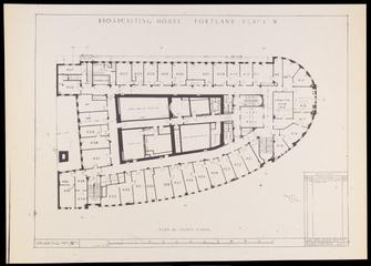 Original builder's plan 'Broadcasting House Fourth Floor' for BBC Broadcasting House