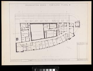 Original builder's plan 'Broadcasting House Seventh Floor' for BBC Broadcasting House