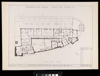 Original builder's plan 'Broadcasting House Eighth Floor' for BBC Broadcasting House