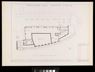 Original builder's plan 'Broadcasting House Eighth Floor - Upper Part' for BBC Broadcasting House