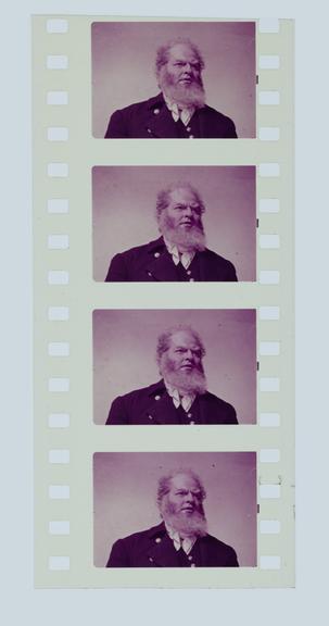 Four frames of silent 35mm positive Technicolor film (with