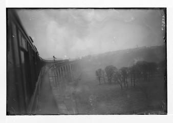 Flying Scotsman travelling over bridge