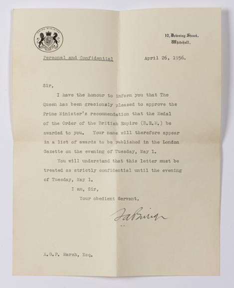 Letter, from 10 Downing Street