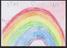 A4 laminated image of a rainbow and the words "Stay safe" by A