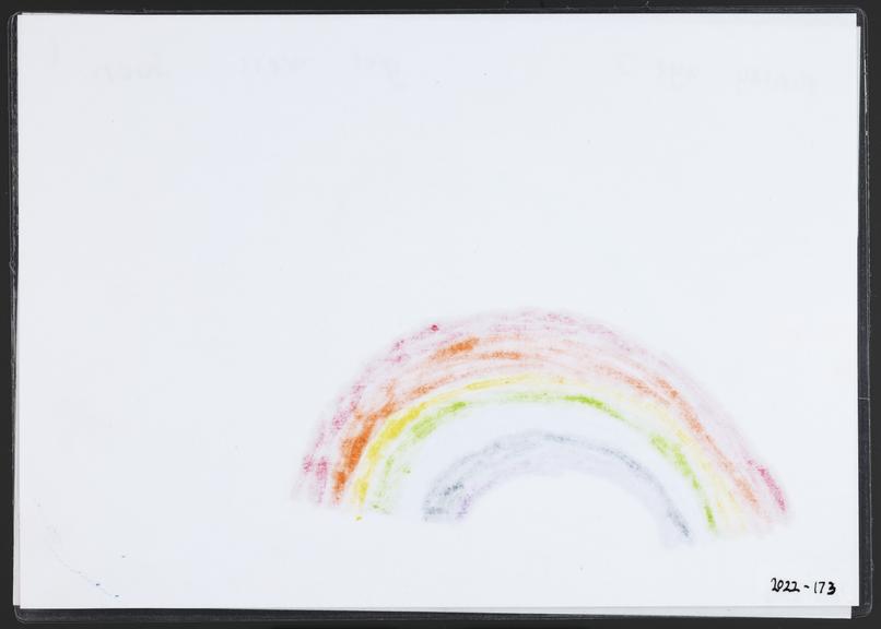 A4 laminated image of a rainbow and the words "Get Well Soon"