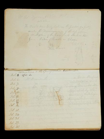 Fourth front flyleaf and page 1 of the Notebook of John Urpeth Rastrick