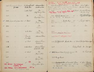 Pages 75 and 76 of London & North Eastern Railway and successors clock record ledger no. 1 covering clock nos. 887 to 910