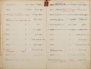 Pages 333 and 334 of London & North Eastern Railway and successors clock record ledger no. 1 covering clock nos. 3978 to 4001