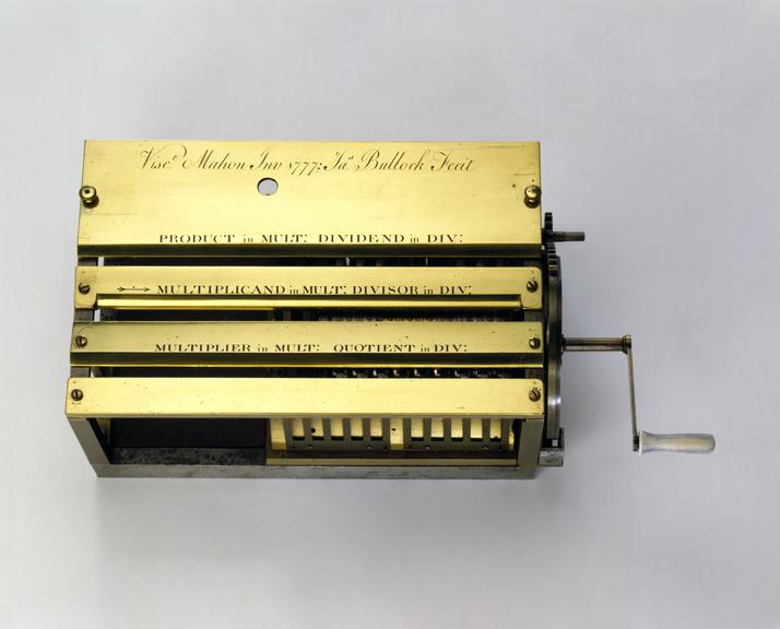 Calculating machine invented by Charles Stanhope in 1777